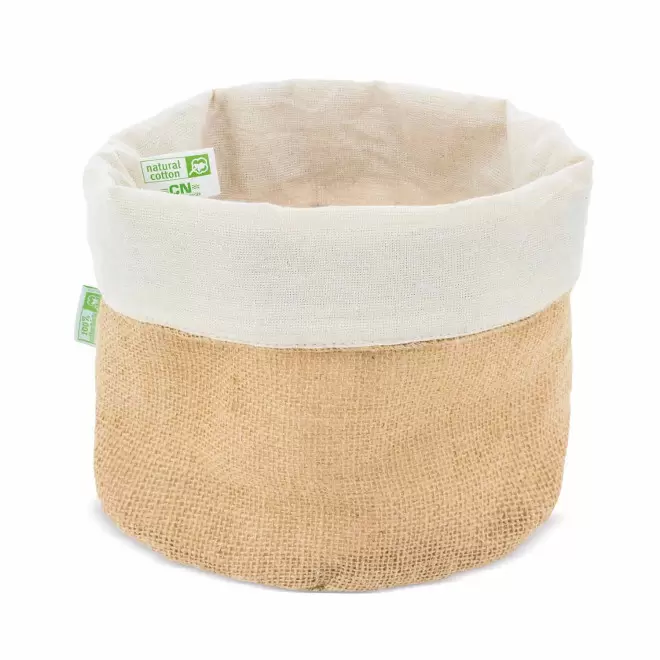PANIERE A PAIN EN COTON ET JUTE PERSONNALISEE 'PRUPRUNE' - beige