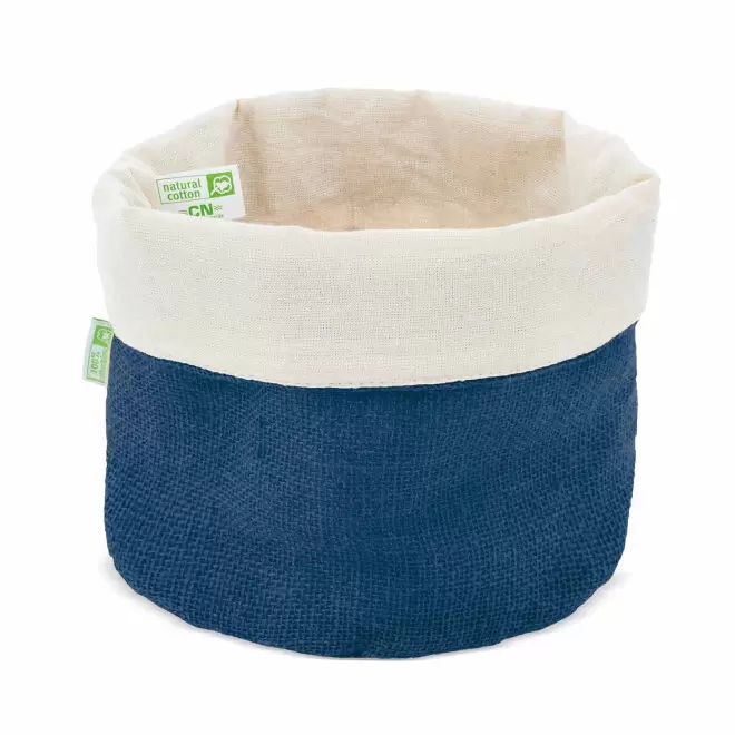 PANIERE A PAIN EN COTON ET JUTE PERSONNALISEE 'PRUPRUNE' - bleu marine