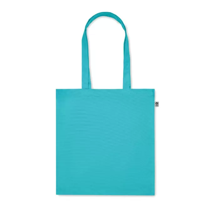 TOTE BAG PUBLICITAIRE AVEC SOUFFLET COTON BIO 'FABIO' - turquoise
