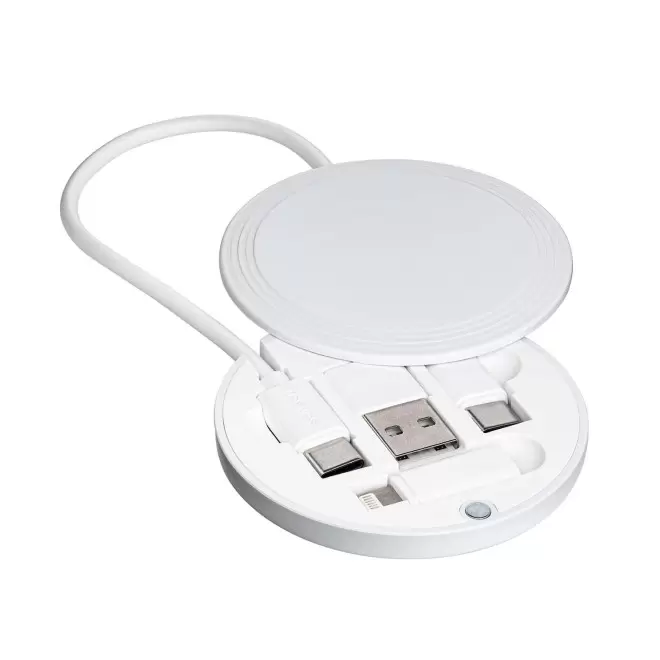 CABLE DE CHARGE 4 EN 1 PERSONNALISE 'RONDINA' - blanc