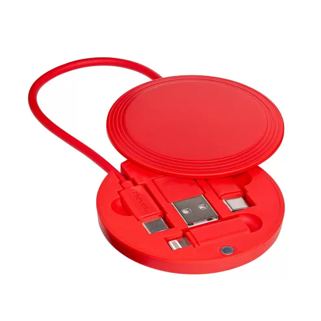 CABLE DE CHARGE 4 EN 1 PERSONNALISE 'RONDINA' - rouge