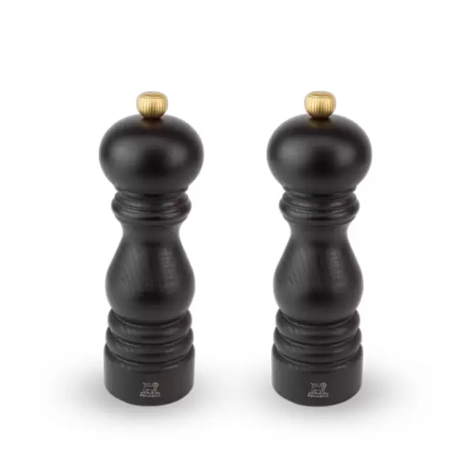 COFFRET 2 MOULINS SEL POIVRE PERSONNALISABLE 'DUO PARIS' - noir