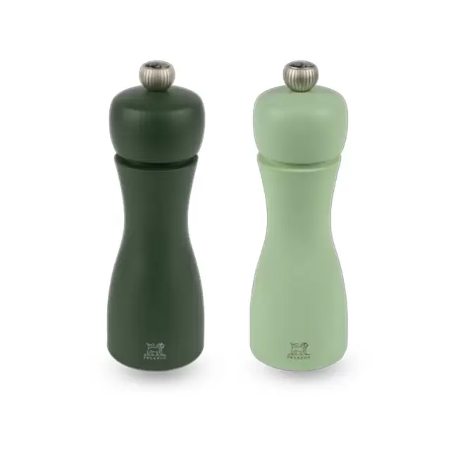 COFFRET 2 MOULINS SEL POIVRE PERSONNALISABLE 'DUO TAHITI' - vert