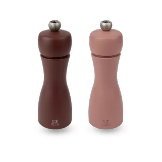 COFFRET 2 MOULINS SEL POIVRE PERSONNALISABLE 'DUO TAHITI' - marron