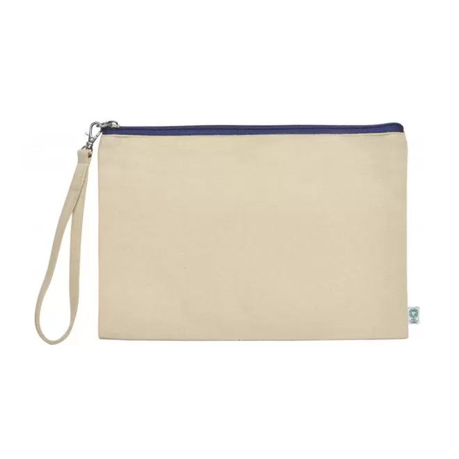POCHETTE PUBLICITAIRE COTON RECYCLE 'BAMBUIA' - naturel/bleu