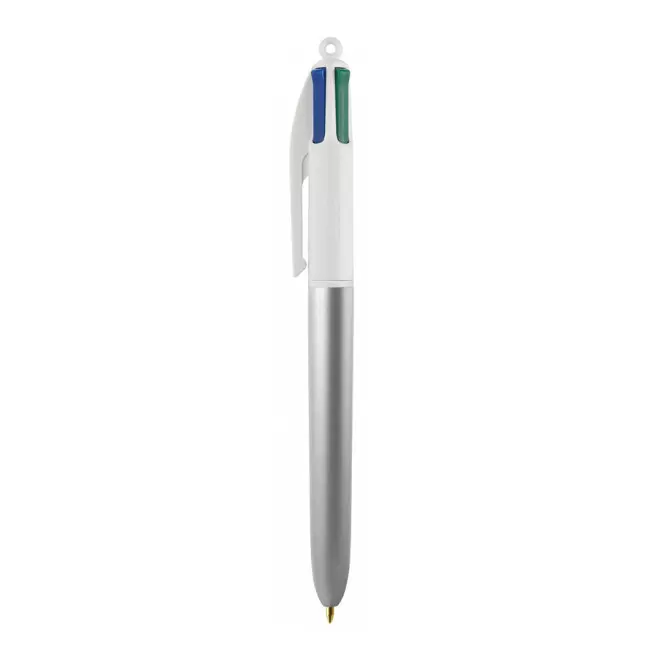 STYLO BIC® PERSONNALISABLE 4 COULEURS 'GLACE' - blanc/argenté