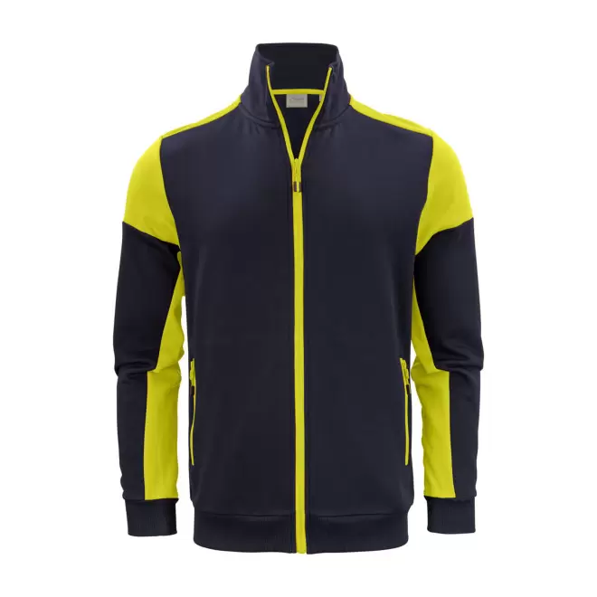 SWEAT ZIP PERSONNALISABLE FEMME 'PRIME SWEAT ZIP' - marine/jaune fluo