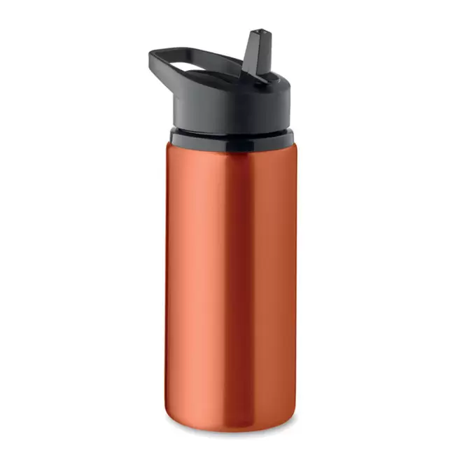 BOUTEILLE PERSONNALISABLE EN ACIER AVEC PAILLE 'FRIG' - orange