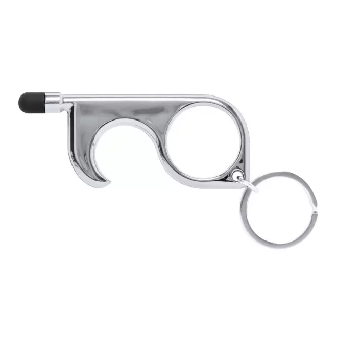 PORTE-CLÉS SANS CONTACT STYLET PERSONNALISABLE 'COURBY' - gris