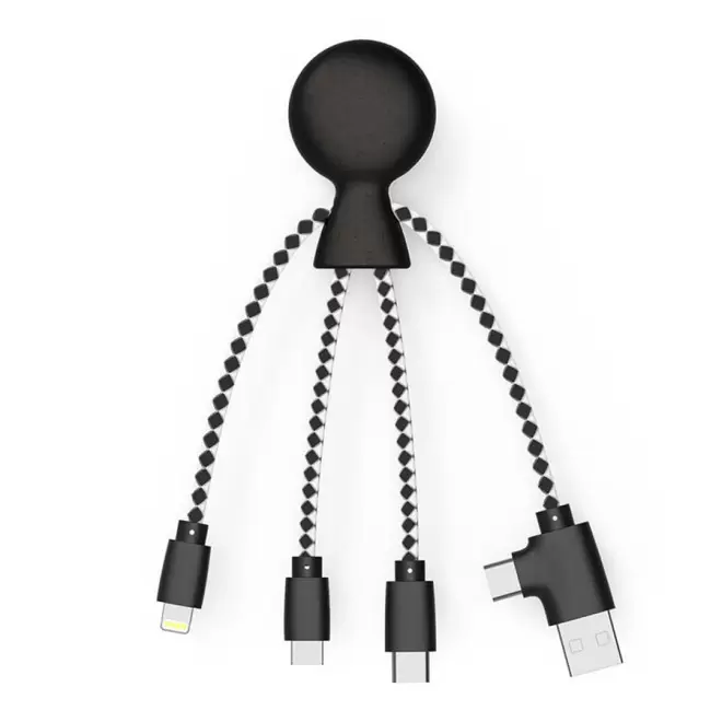CÂBLE DE CHARGE PUBLICITAIRE MULTI-CONNECTEURS XOOPAR® 'MR BIO' - noir