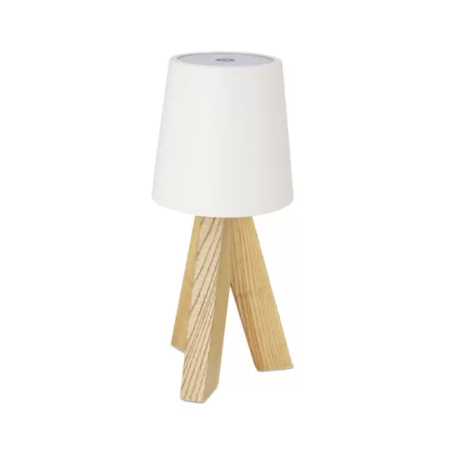 LAMPE DE TABLE PERSONNALISABLE PIEDS EN BOIS 'ITOT' - blanc/bois