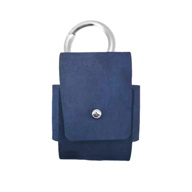 ETUI AIRPODS PERSONNALISABLE CUIR RECYCLE 'ROVER' - bleu jeans