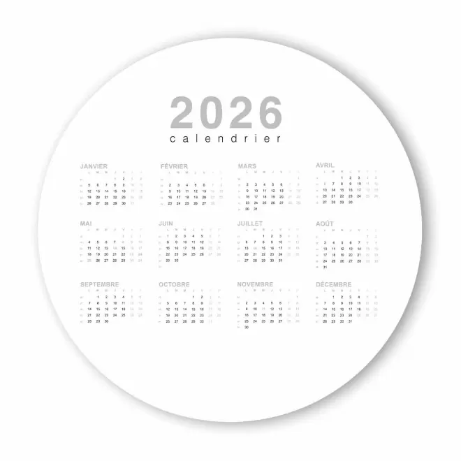 CALENDRIER ANNUEL SOUPLE PROMOTIONNEL 'ASTERO ROND' - pantone