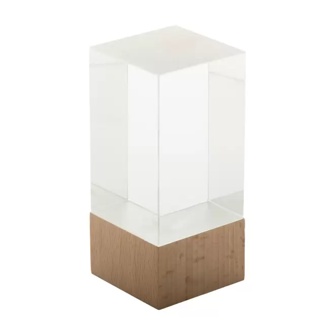 TROPHEE EN VERRE ET BOIS PERSONNALISABLE 'KAYNA CUBE' - naturel