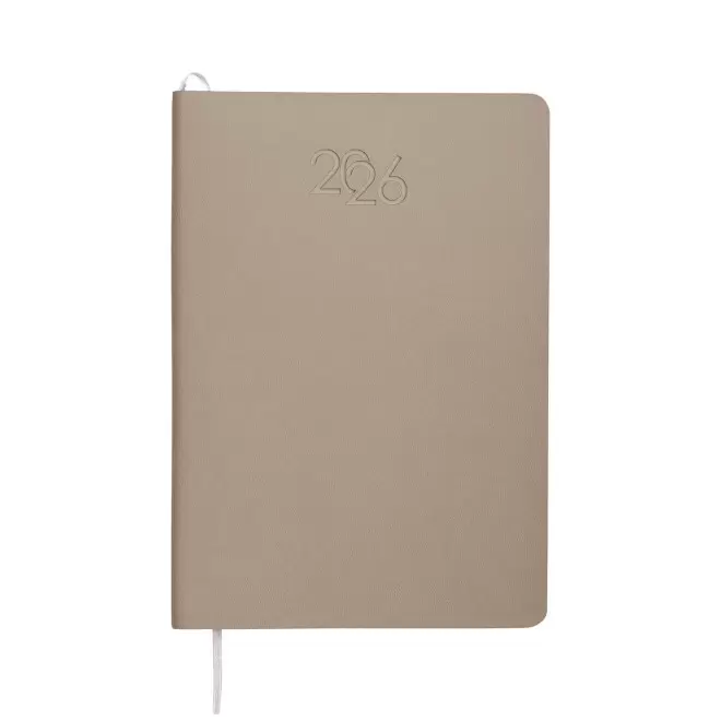 AGENDA SEMAINIER PU SOUPLE PERSONNALISE 'APRIL' - écru