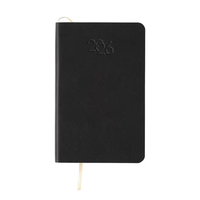 AGENDA SEMAINIER PERSONNALISE PU SOUPLE 'APRIL MINI' - noir