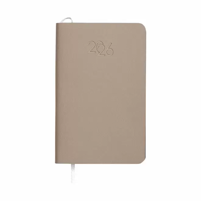 AGENDA SEMAINIER PERSONNALISE PU SOUPLE 'APRIL MINI' - écru