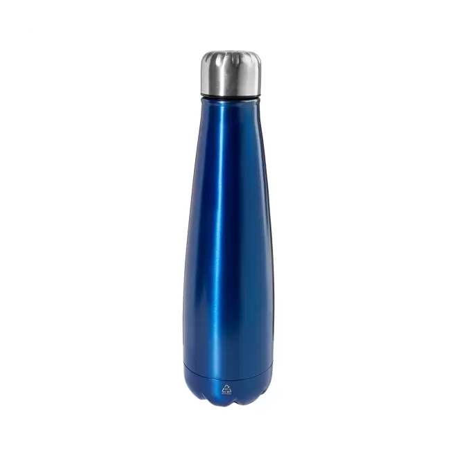 BOUTEILLE PUBLICITAIRE EN ACIER RECYCLE 600ML 'POIRY' - bleu