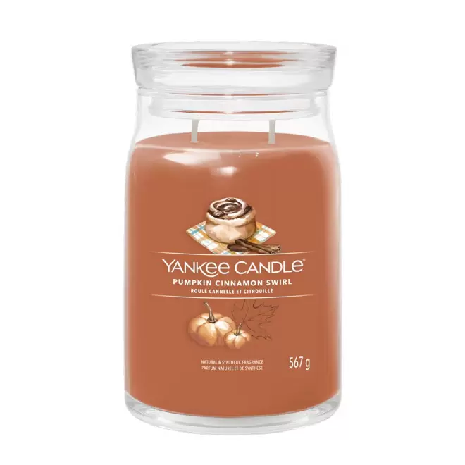 BOUGIE DEUX MECHES GRANDE 'YANKEE CANDLE' - roulé cannelle et citrouille