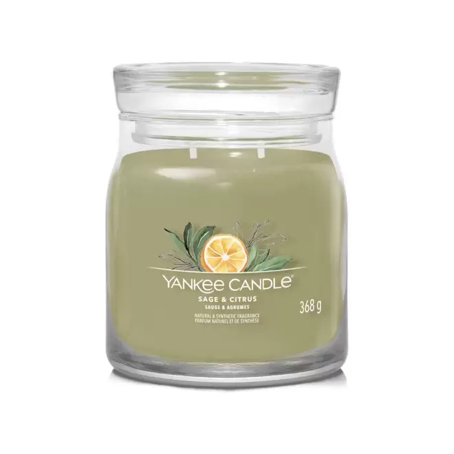 BOUGIE DEUX MECHES MOYENNE 'YANKEE CANDLE' - sauge et agrumes