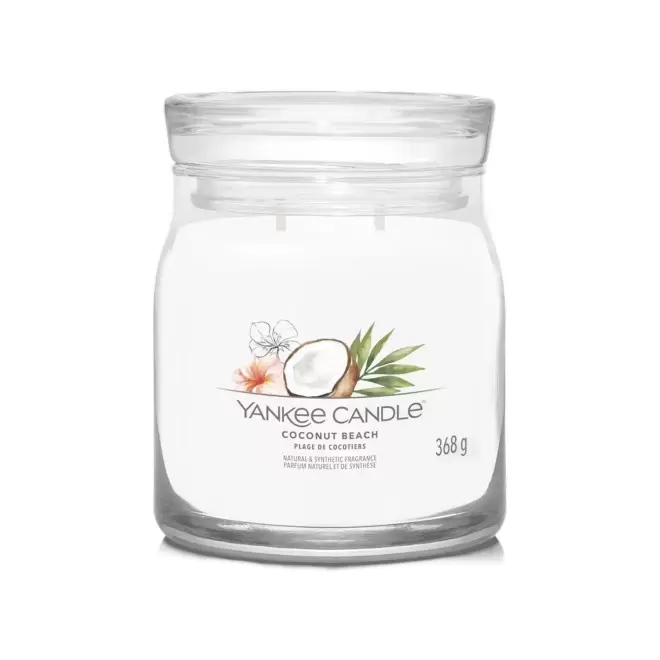 BOUGIE DEUX MECHES MOYENNE 'YANKEE CANDLE' - plage de cocotiers