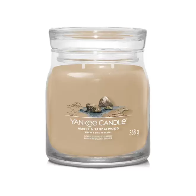 BOUGIE DEUX MECHES MOYENNE 'YANKEE CANDLE' - ambre et bois de santal