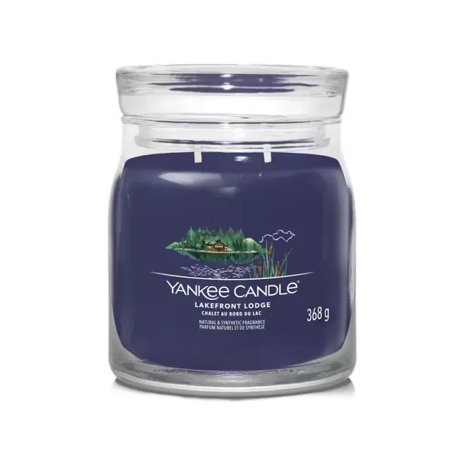 BOUGIE DEUX MECHES MOYENNE 'YANKEE CANDLE' - chalet au bord du lac
