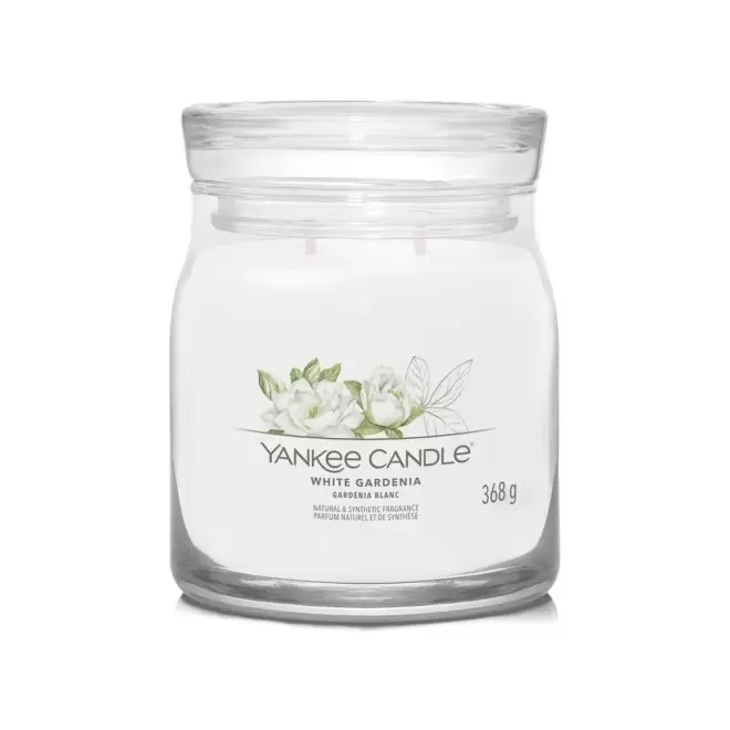 BOUGIE DEUX MECHES MOYENNE 'YANKEE CANDLE' - gardénia blanc