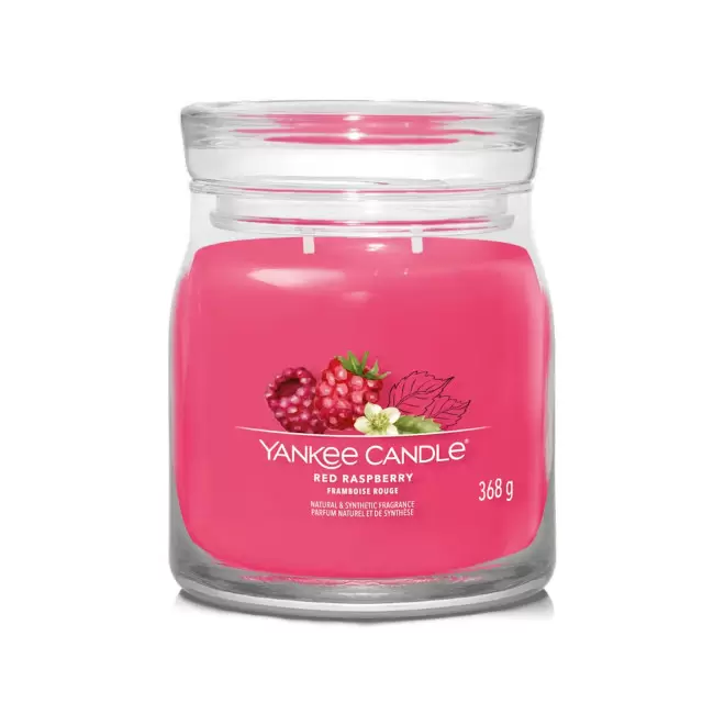 BOUGIE DEUX MECHES MOYENNE 'YANKEE CANDLE' - framboise rouge