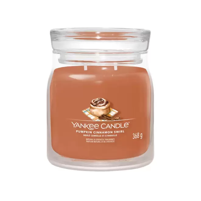 BOUGIE DEUX MECHES MOYENNE 'YANKEE CANDLE' - roulé cannelle et citrouille