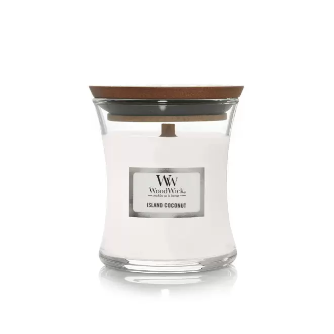 BOUGIE PARFUMEE MECHE BOIS 'WOODWICK MINI' - noix de coco des îles