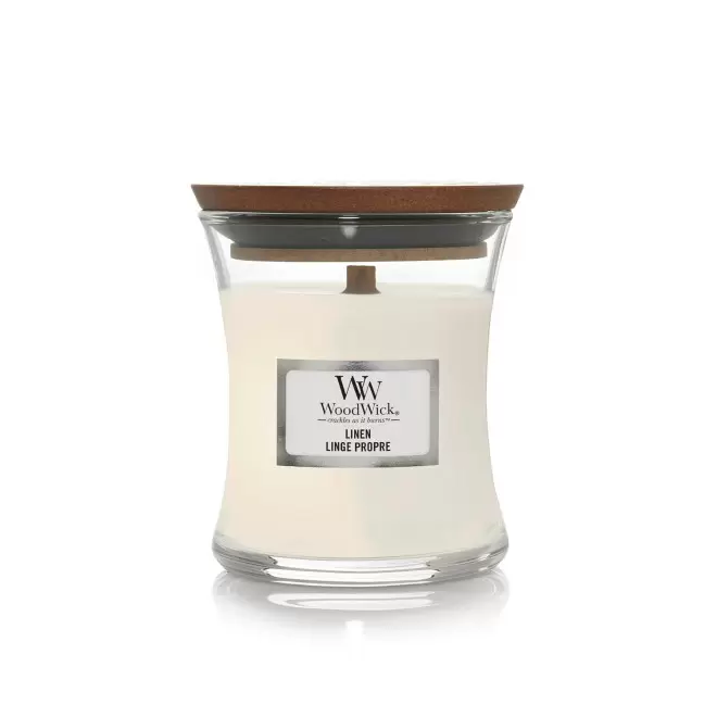 BOUGIE PARFUMEE MECHE BOIS 'WOODWICK MINI' - linge propre