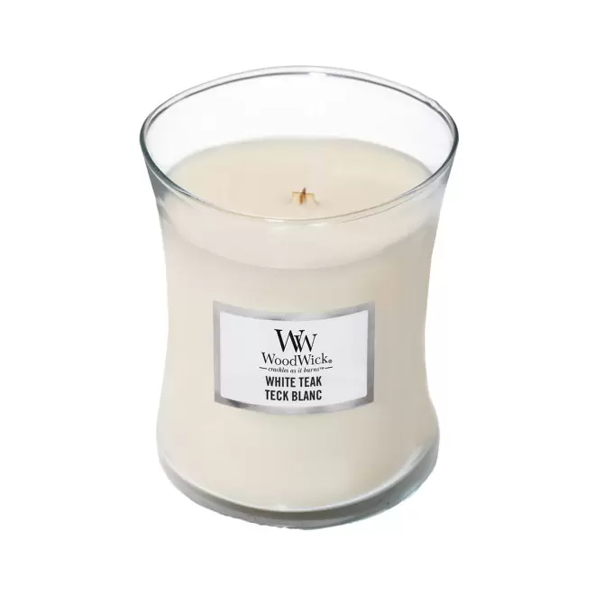 BOUGIE PARFUMEE MECHE BOIS 'WOODWICK' - teck blanc