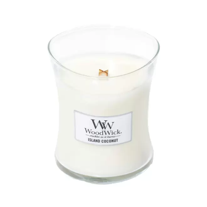 BOUGIE PARFUMEE MECHE BOIS 'WOODWICK' - noix de coco des îles