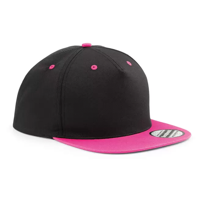CASQUETTE SNAPBACK PERSONNALISABLE 'FLAT PEAK BICOL' - noir/fuchsia