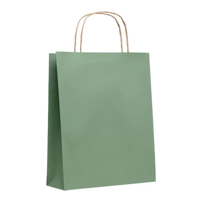SAC PAPIER KRAFT PUBLICITAIRE ANSES TORSADEES 'HONDURO' 18X21X8 CM 90 GR/M² - vert