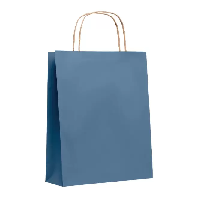 SAC PAPIER KRAFT PUBLICITAIRE ANSES TORSADEES 'HONDURO' 18X21X8 CM 90 GR/M² - bleu