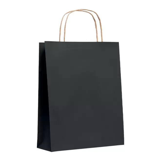 SAC PAPIER KRAFT PUBLICITAIRE ANSES TORSADEES 'HONDURO' 18X21X8 CM 90 GR/M² - noir