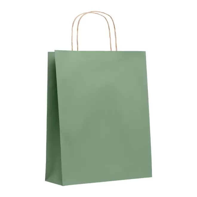 SAC PAPIER KRAFT PROMOTIONNEL ANSES TORSADEES 'HONDURO' 25X32X11 CM 90 GR/M² - vert