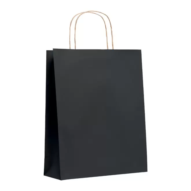 SAC PAPIER KRAFT PROMOTIONNEL ANSES TORSADEES 'HONDURO' 25X32X11 CM 90 GR/M² - noir