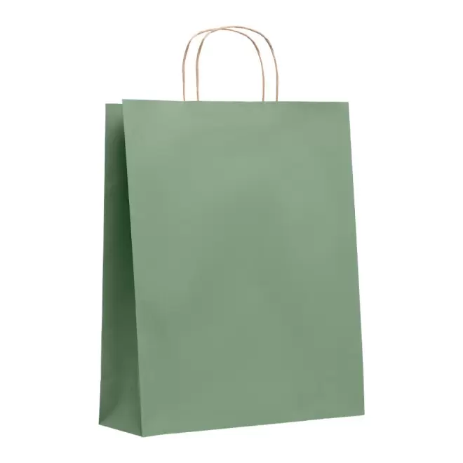 SAC PAPIER KRAFT PUBLICITAIRE ANSES TORSADEES 'HONDURO' 32X40X12 CM 90 GR/M² - vert