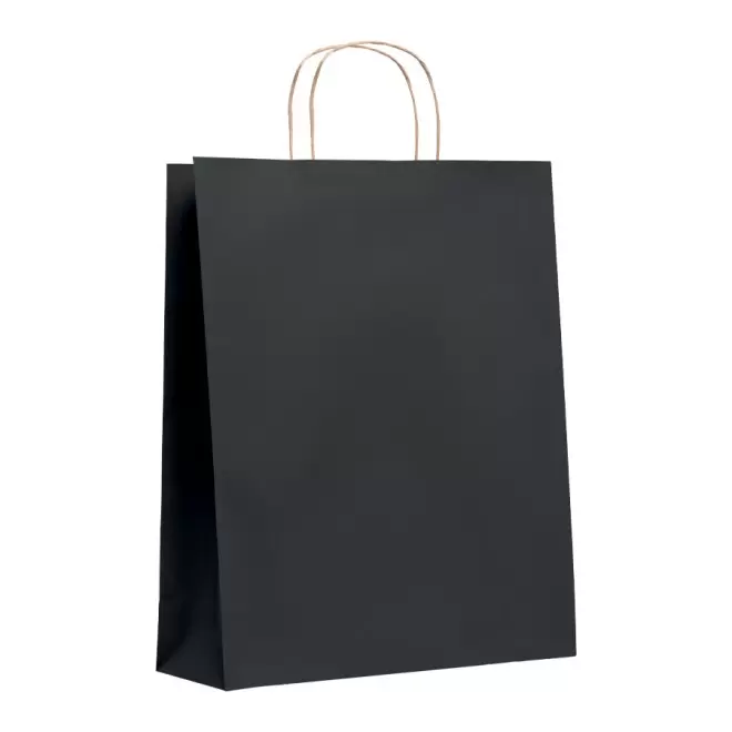 SAC PAPIER KRAFT PUBLICITAIRE ANSES TORSADEES 'HONDURO' 32X40X12 CM 90 GR/M² - noir