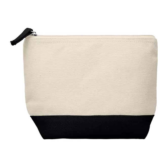 TROUSSE DE TOILETTE PUBLICITAIRE EN COTON BICOLORE 'MELLY' - noir