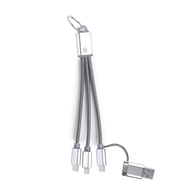 CABLE DE CHARGE RECYCLE PERSONNALISABLE 'FIBOU SMART MINI' - argenté