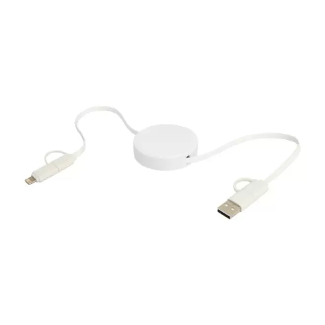 CABLE DE CHARGE PERSONNALISABLE 'ONTARIA ENROULEUR ABS' - blanc