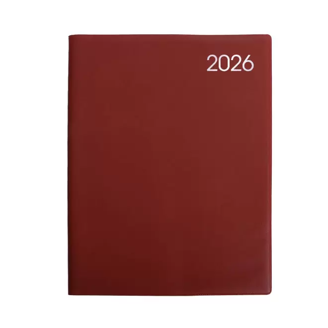 AGENDA SEMAINIER DE BUREAU PVC 21x27 PERSONNALISABLE 'MEMORY' - bordeaux