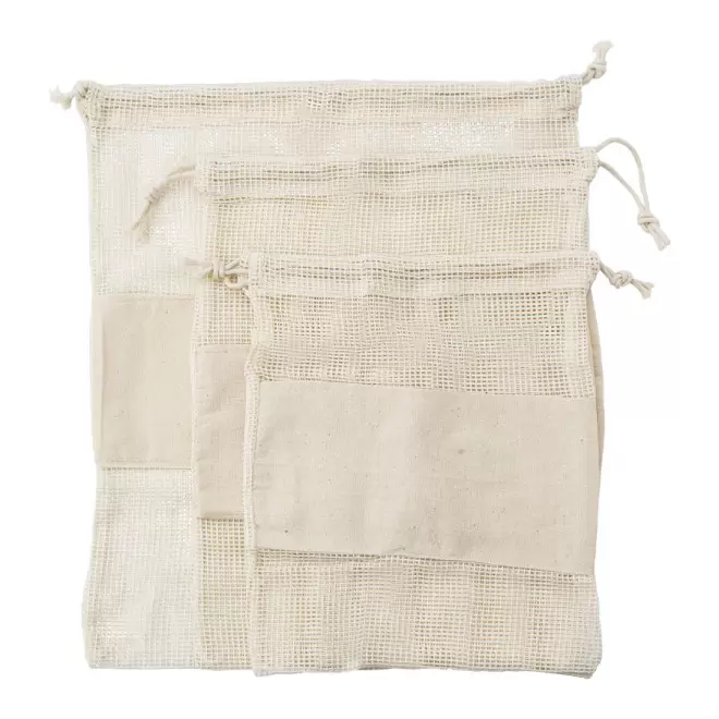 SET DE 3 POCHETTES FILET PERSONNALISEES EN COTON 'ALTASA' - naturel