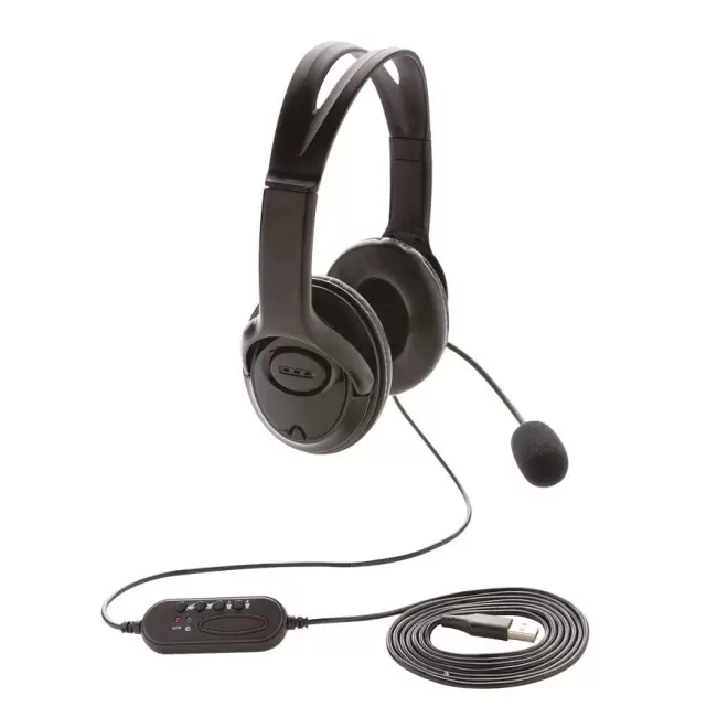 CASQUE AUDIO FILAIRE AVEC MICRO 'GAMMY' - noir