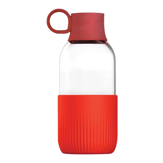 GOURDE TRANSPARENTE 500 ML PUBLICITAIRE EN VERRE 'GOBI INDOOR' - rouge