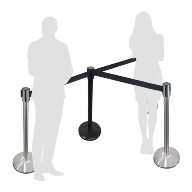 BARRIÈRE PUBLICITAIRE À CEINTURE RÉTRACTABLE COULEUR 'BARU' - gris